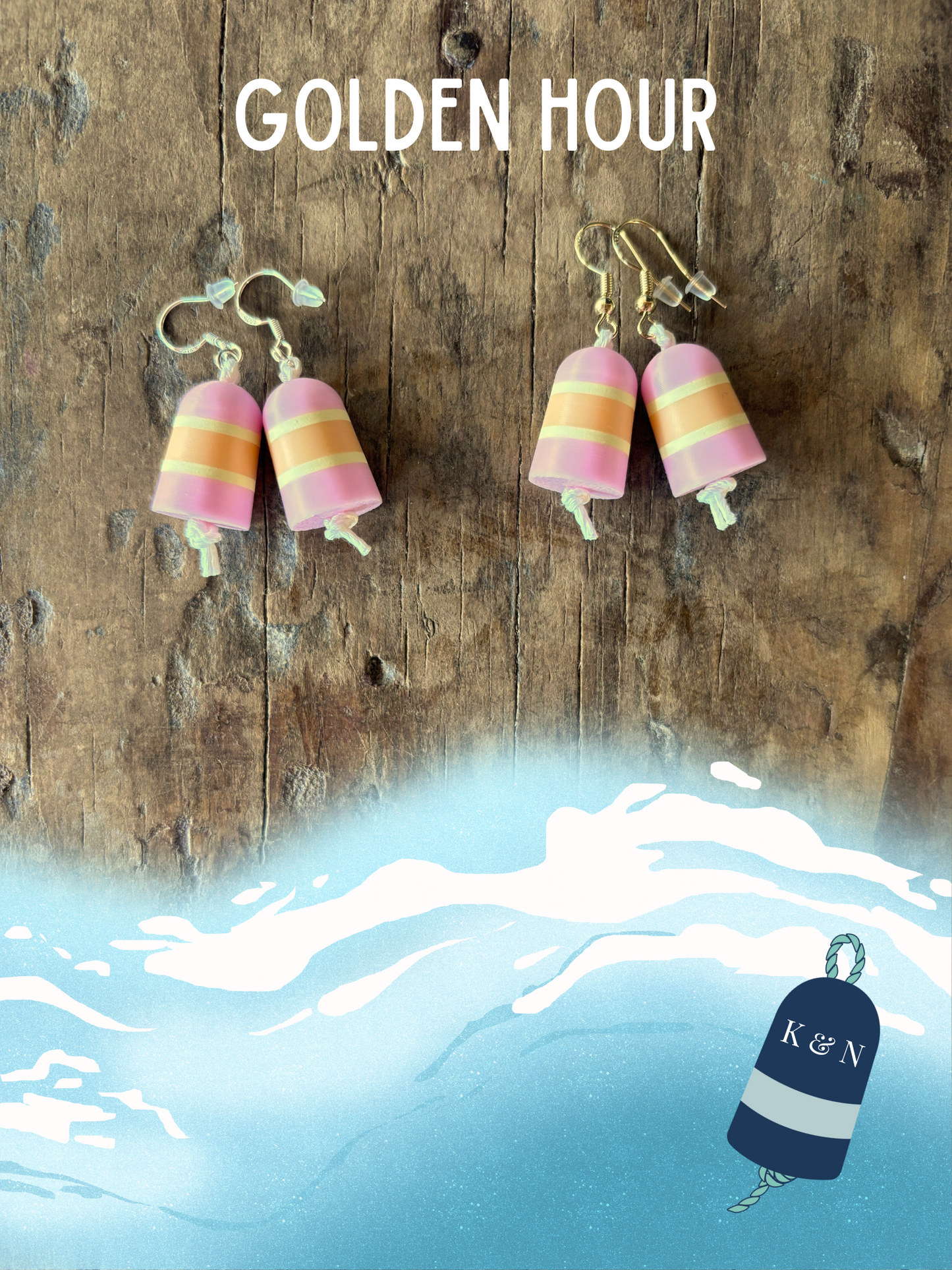 Sweater Striped Buoy Dangle Drop Earrings