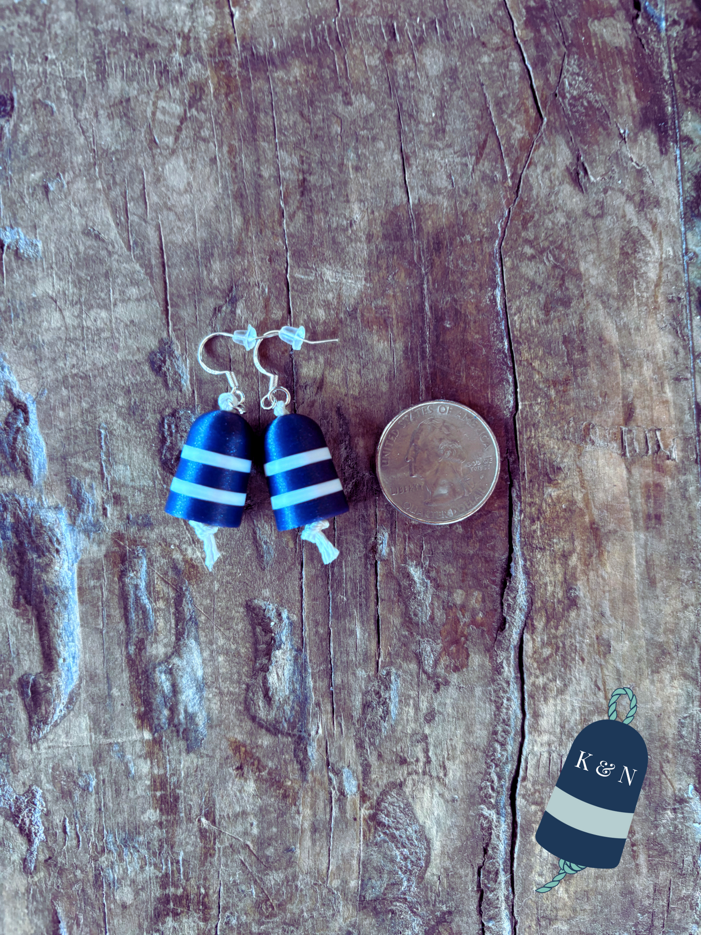 Sweater Striped Buoy Dangle Drop Earrings