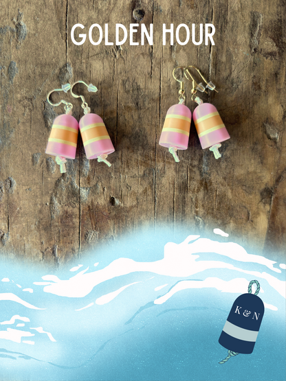 Sweater Striped Buoy Dangle Drop Earrings