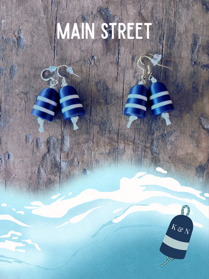Double Striped Buoy Dangle Drop Earrings