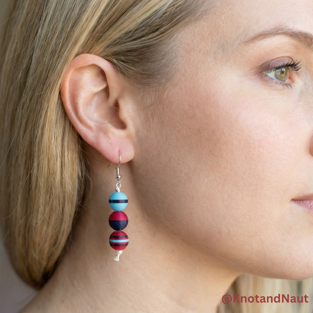 Old Glory Triple-Stacked Buoy Earrings - Knot & Naut