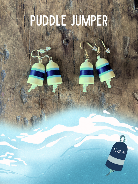 Sweater Striped Buoy Dangle Drop Earrings