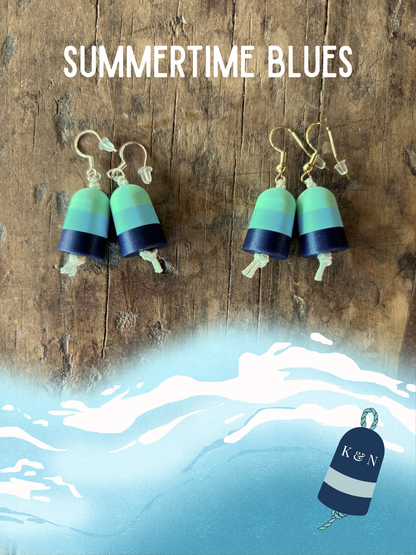 Tri-Color Buoy Dangle-Drop Earrings