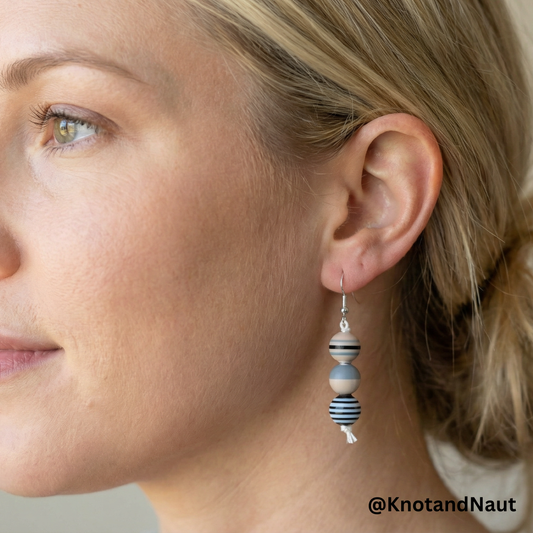 Saltstone Triple-Stacked Buoy Earrings - Knot & Naut