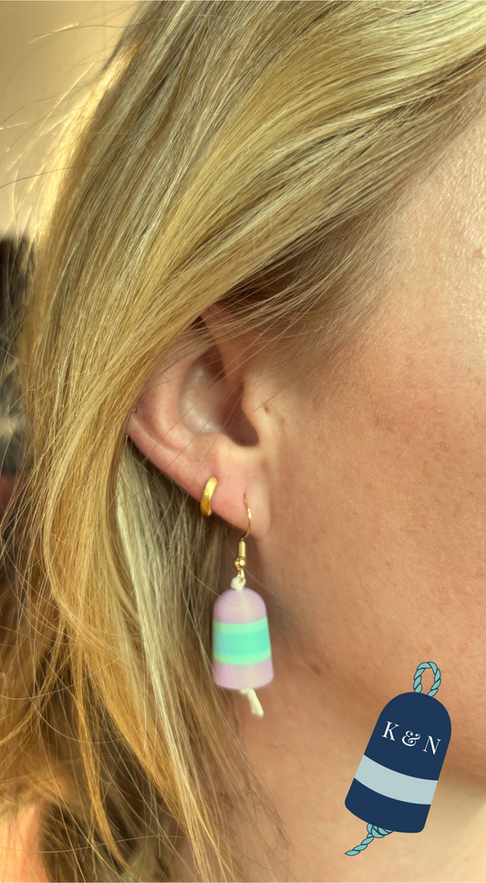Sweater Striped Buoy Dangle Drop Earrings