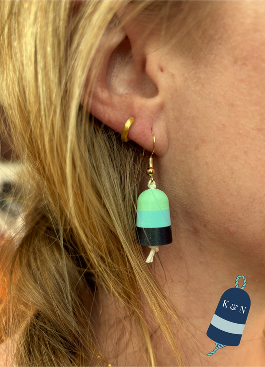 Tri-Color Buoy Dangle-Drop Earrings