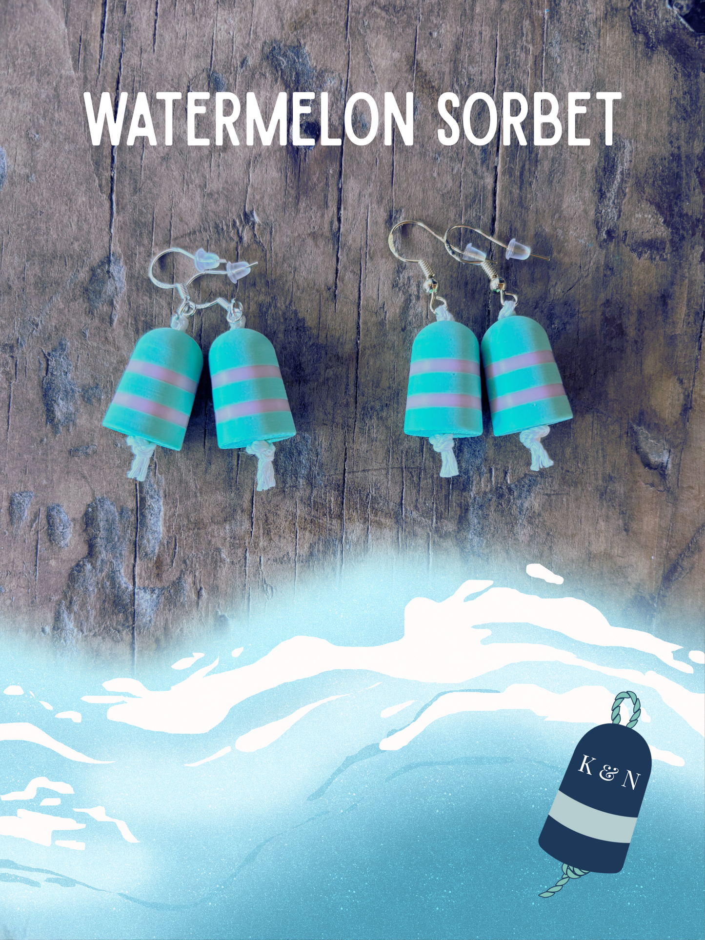 Double Striped Buoy Dangle Drop Earrings